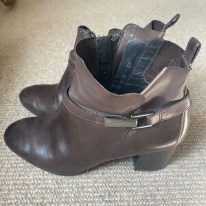 Paul Green Dark Brown Leather Ankle Boots